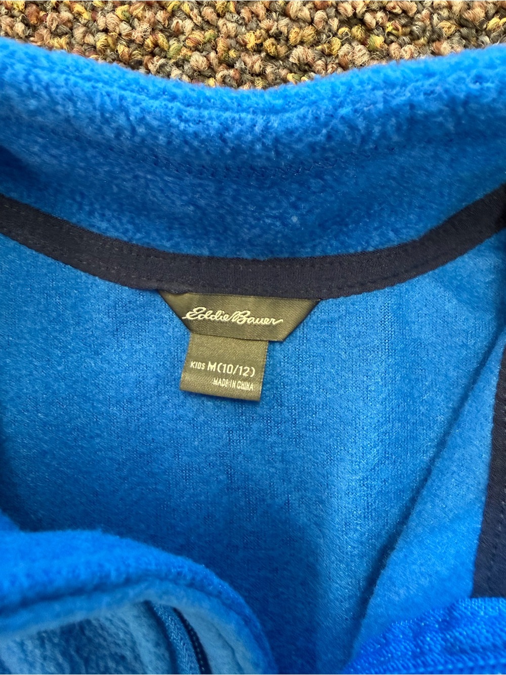 Eddie Bauer Kids M 10/12 Blue Gray Colorblock Quarter Zip Fleece Pullover - Picture 3 of 4